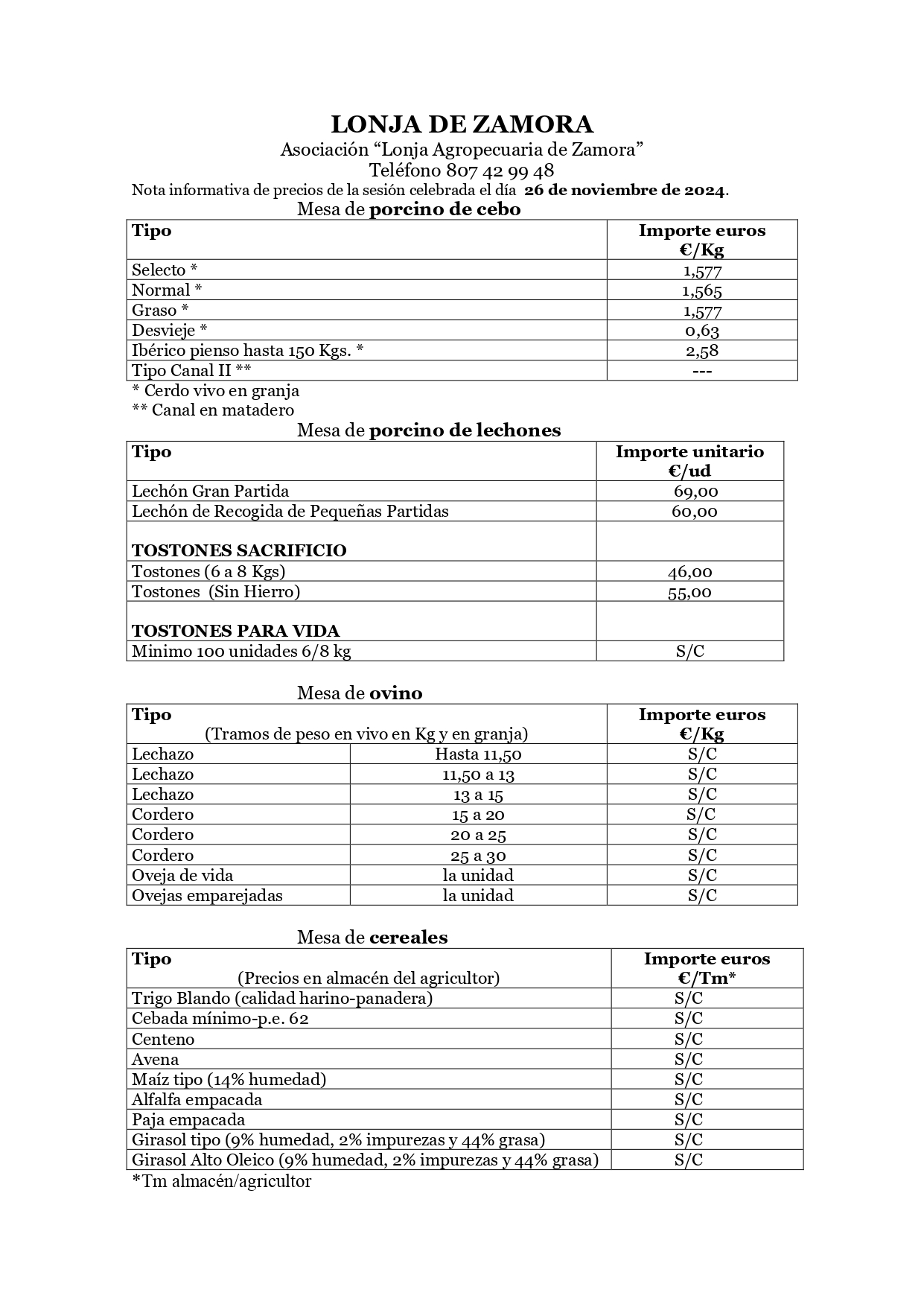 Lechones y tostones suben 1 euro en Zamora