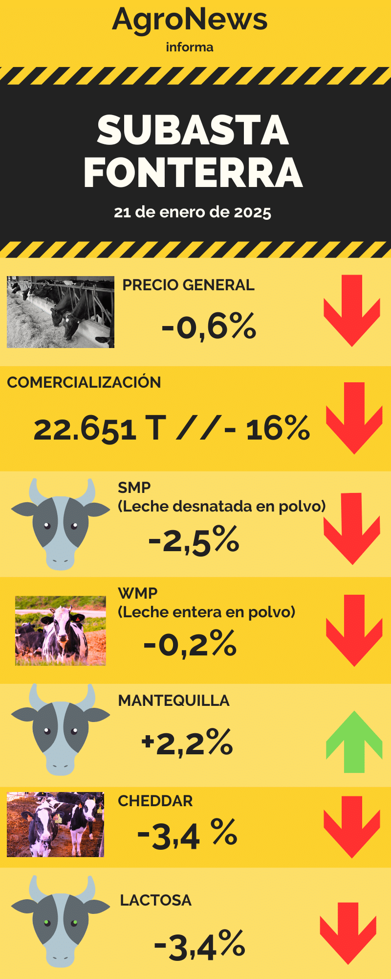 Resultados de la subasta de Fonterra del 18 de febrero de 2025